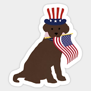 Preppy Patriotic Chocolate Lab Sticker